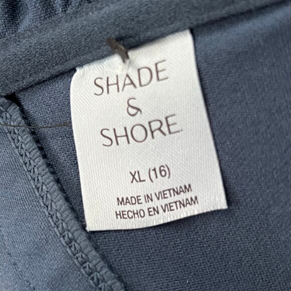 NWOT Shade & Shore Navy One Piece Swimsuit XL 16 Removable Straps Scalloped Neck - Picture 5 of 6